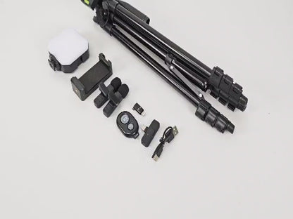 Kit Complet de Création de Contenu – Trépied, Microphones, Éclairage & Accessoires